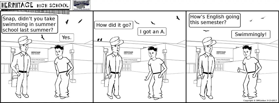 Comic strip: Swimmingly