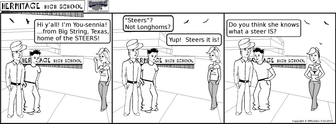 Comic strip: Yousennia from Big String, TX