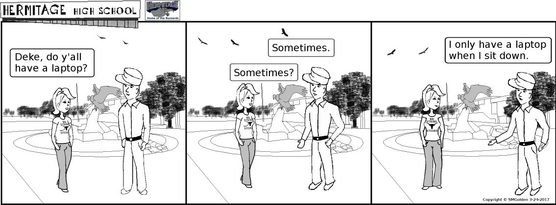 Comic strip: Do you have a laptop?