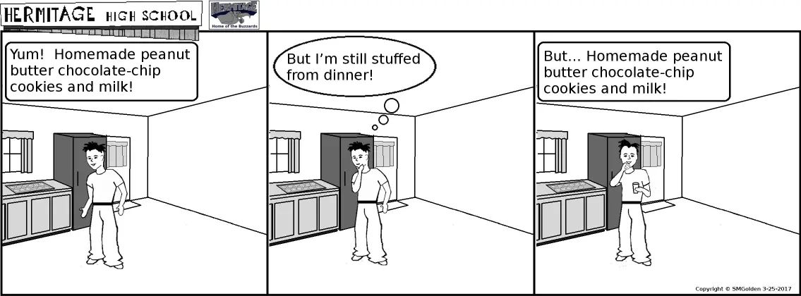 Comic strip: Homemade Peanut Butter Chocolate-Chip Cookies